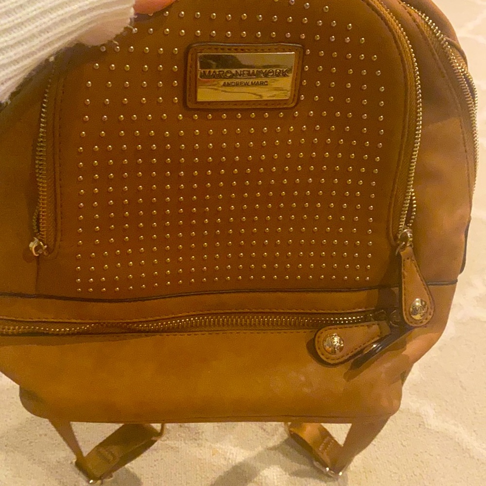 Tan suede backpack